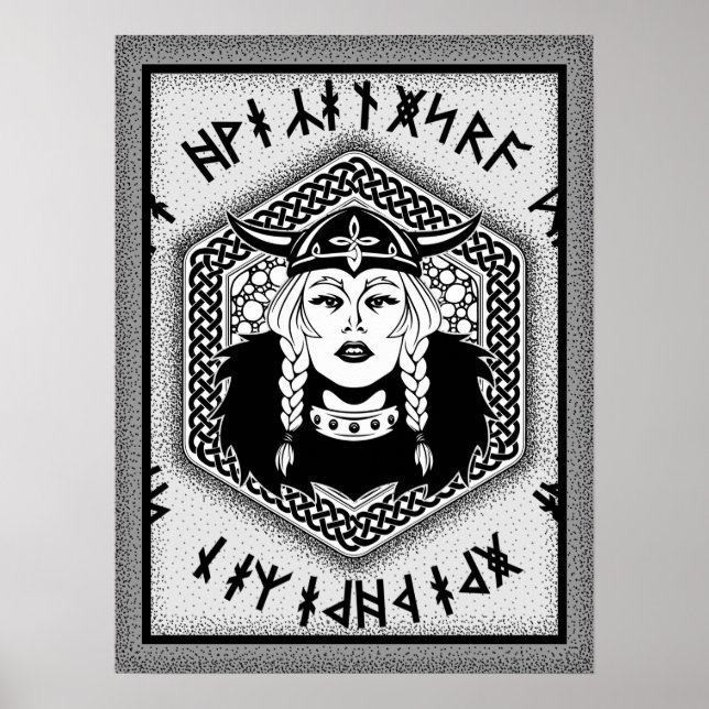 Viking Shield Maiden Celtic Warrior Poster (Framsidan)