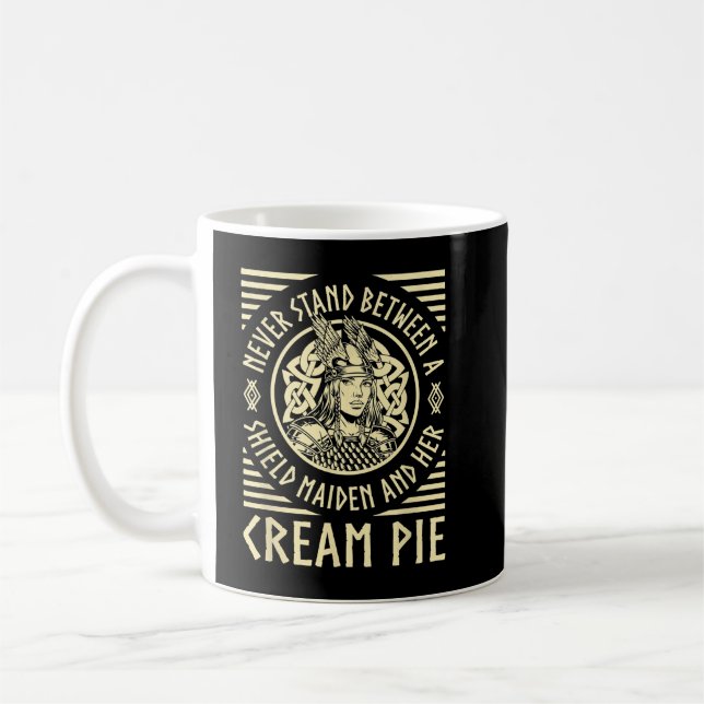Viking Shield Maiden Cream Paj Älskare Norse Funny Kaffemugg (Vänster)