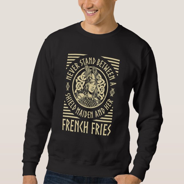 Viking Shield Maiden Fransk Fries Norse Valhalla Lång Ärmad Tröja (Framsida)