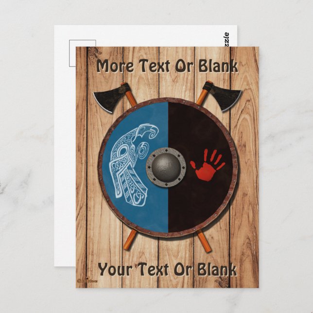 Viking Shield och Axes Vykort (Fram/baksida)