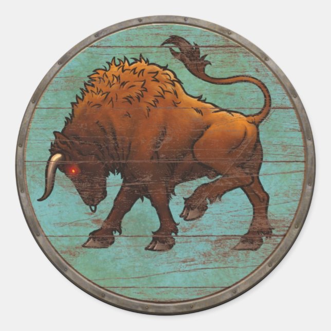 Viking Shield Sticker - Auroch Runt Klistermärke (Framsida)