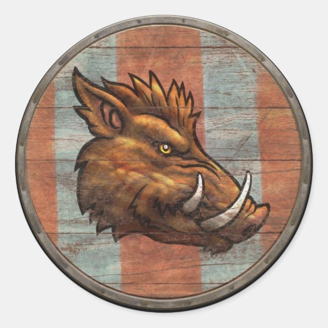 Viking Shield Sticker - Boar Runt Klistermärke (Framsida)