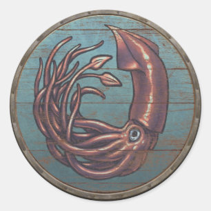 Viking Shield Sticker - Kraken Runt Klistermärke