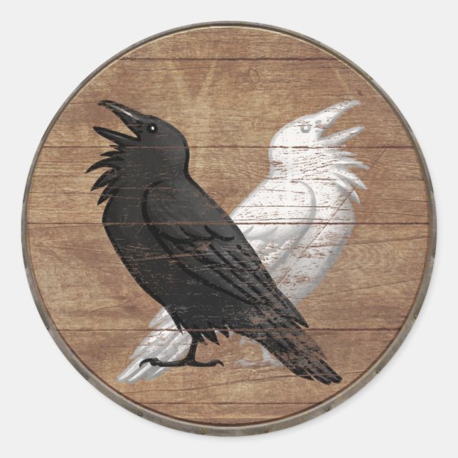 Viking Shield Sticker - Odins Ravens Runt Klistermärke (Framsida)