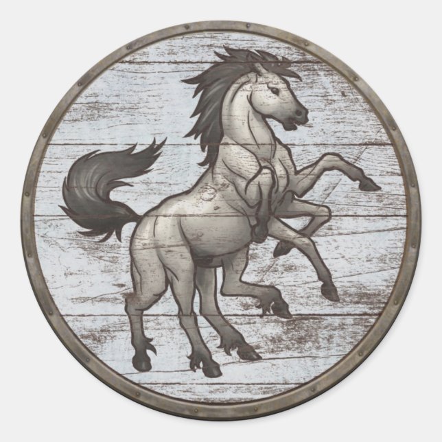 Viking Shield Sticker - Sleipnir Runt Klistermärke (Framsida)
