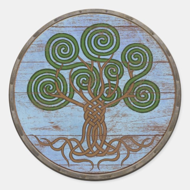 Viking Shield Sticker - Yggdrasil Runt Klistermärke (Framsida)