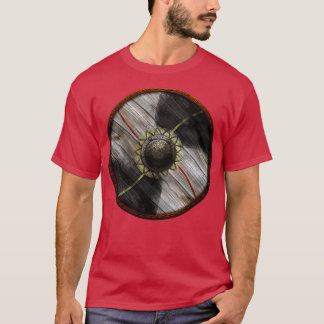 Viking Shield Två ton plus röd gult linjer T Shirt