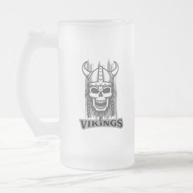 Viking Skeleton Beer Mugg - Fryst glasdesign (Vänster)