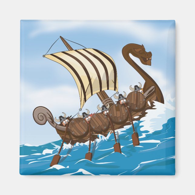 Viking Skepp Tecknad Film Magnet (Framsidan)
