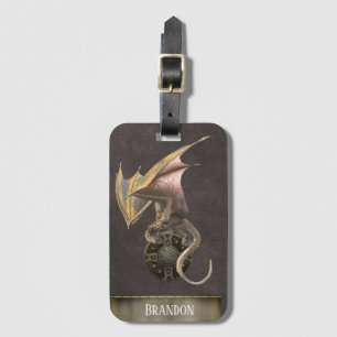 Viking Sköld Drakon Brons Forntida Rustik Bagagebricka