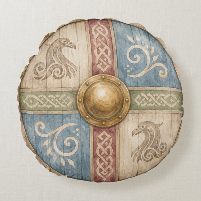 Viking Sköld Rund Kudde (Framsidan)