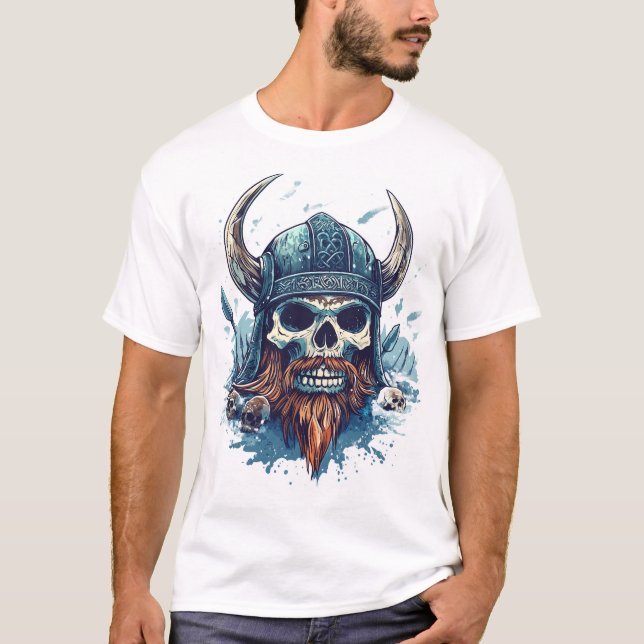 Viking Skull Berserker T Shirt (Framsida)