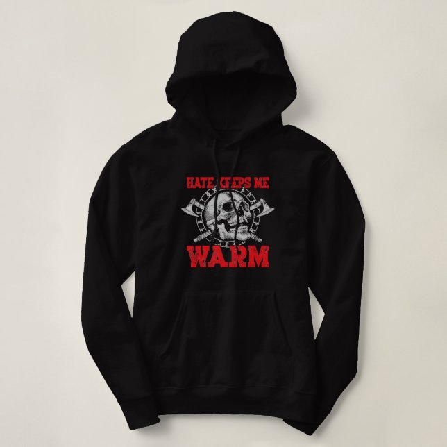 Viking Skull Hate Behållas Me Warm T Shirt (Design framsida)
