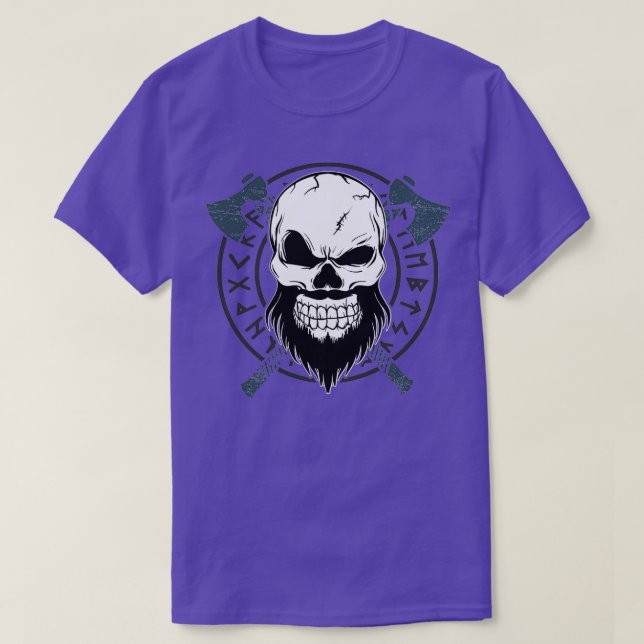 Viking Skull med axlar och normallager T Shirt (Design framsida)