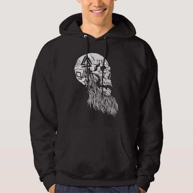 Viking Skull Weird Bizarre Fun Dark Hoodie (Framsida)