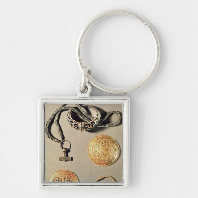 Viking smycken TtoB LtoR Fyrkantig Silverfärgad Nyckelring (Framsidan)