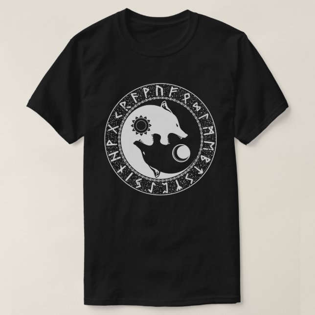 Viking Sons of Fenrir Yin Yang Varg T Shirt (Design framsida)