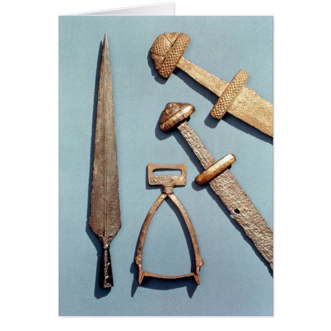 Viking svärd, stirrup och spearhead hälsningskort (Framsidan)