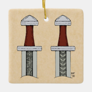 Viking Sword Mönster Welding Julgransprydnad Keramik