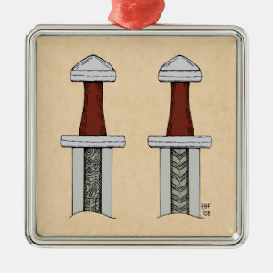 Viking Sword Mönster Welding Julgransprydnad Metall