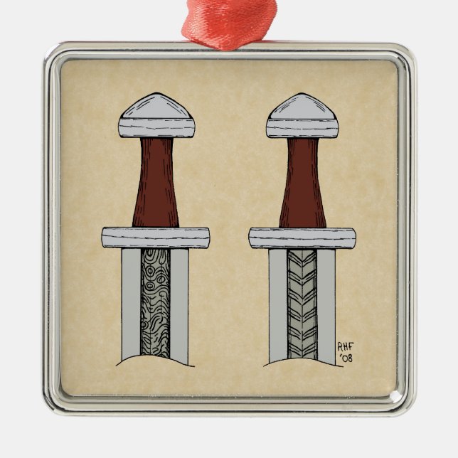 Viking Sword Mönster Welding Julgransprydnad Metall (Framsidan)