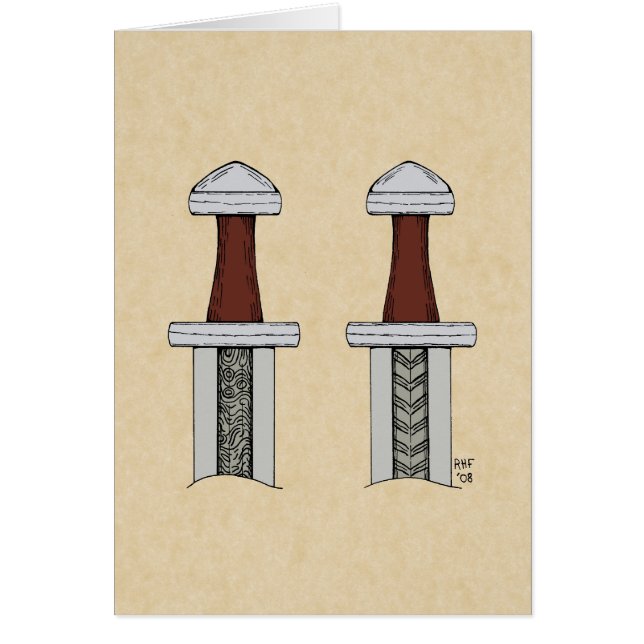 Viking Sword Mönster Weleting Greeting Card Hälsningskort (Framsidan)