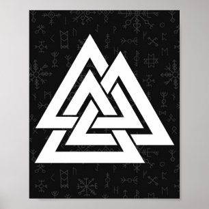 Viking Symbol Valknut med Celtic Runut - Valknut Poster