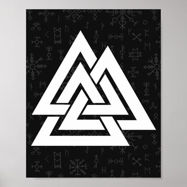 Viking Symbol Valknut med Celtic Runut - Valknut Poster (Framsidan)