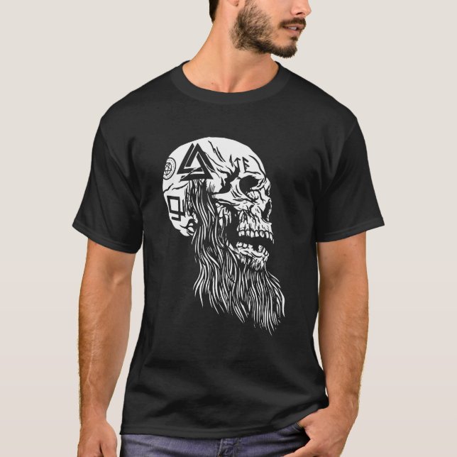Viking Tattoos Skull T-Shirt (Framsida)