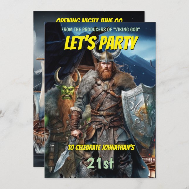 Viking themed norse warriers frakt för medeltida f inbjudningar (Fram/baksida)