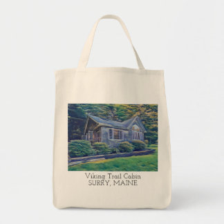 Viking Trail Cabin Watercolor Tote Bag Tygkasse