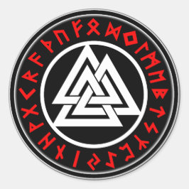 Viking Triscalion Red Runes  Runt Klistermärke