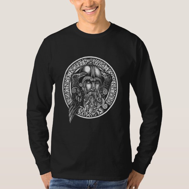 Viking Valhall Odin Tor Hammare Nordmann T Shirt (Framsida)