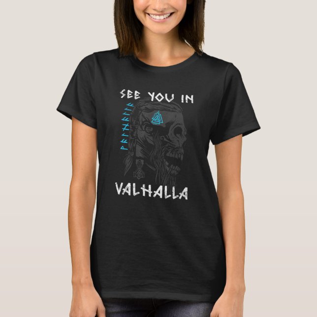 Viking Valhalla Odin Thor Hammer Schieldmaid Berse T Shirt (Framsida)