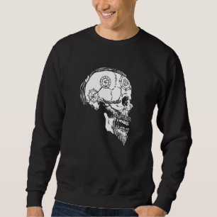Viking Valhalla Skull Norse Mythology Braided Hair Lång Ärmad Tröja