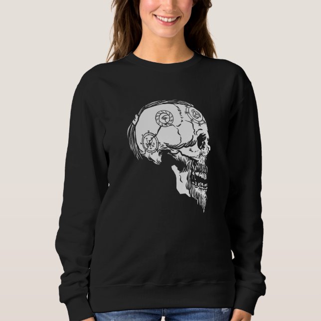 Viking Valhalla Skull Norse Mythology Braided Hair T Shirt (Framsida)