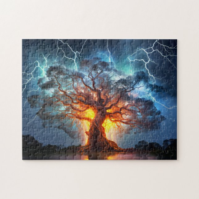 Viking Världsträdet Yggdrasil vid Ragnarök Pussel (Horisontell)