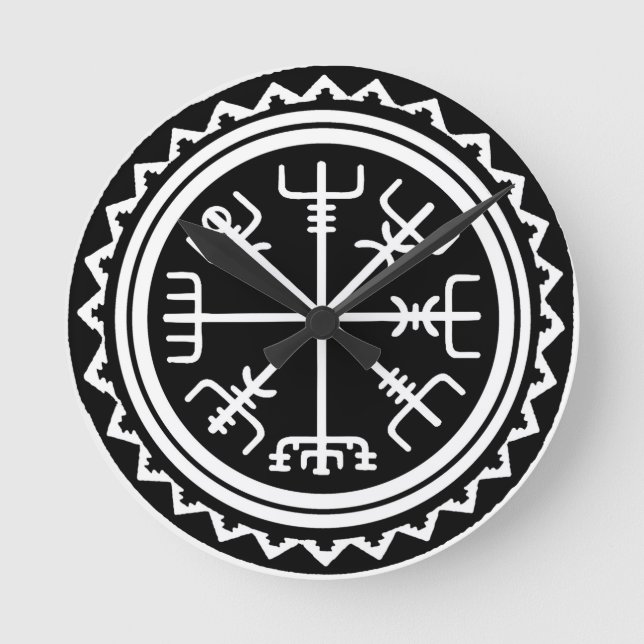 Viking Vegvisir Compass Rund Klocka (Framsida)
