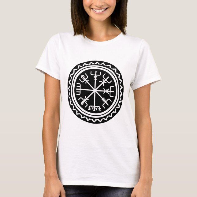 Viking Vegvisir Compass Tee Shirt (Framsida)