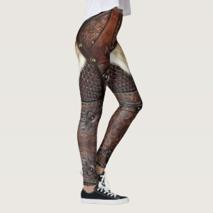 Viking Vest Armor Brown Leather Abstrakt Leggings