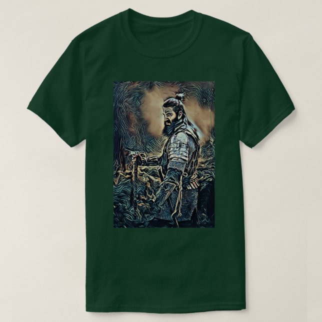 Viking warrider raider med ax digital art bild t shirt (Design framsida)
