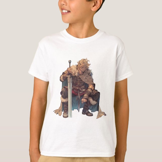 Viking Warrior Anime Art - Epic Vinland Saga Inspi T Shirt (Framsida)