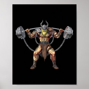 Viking Warrior Bodybuilding Gym Weightlift Powe Poster