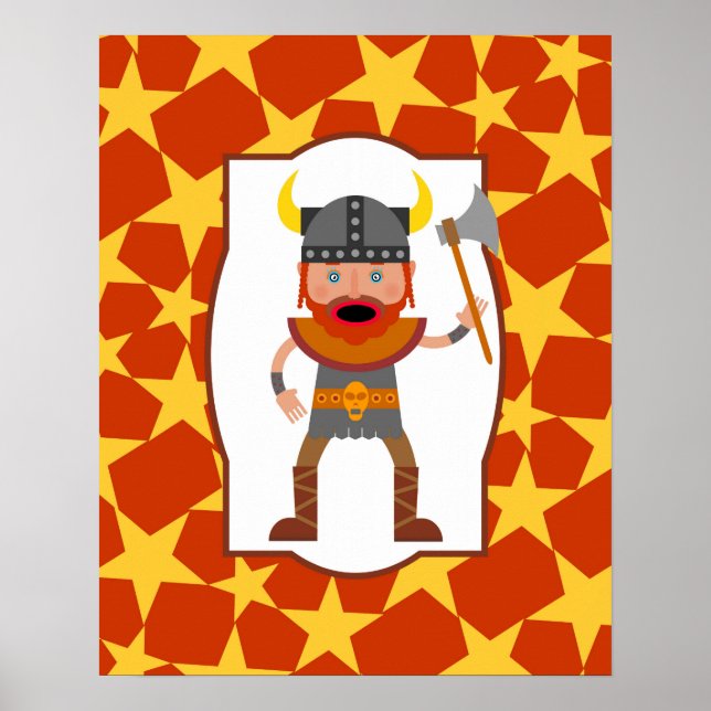 Viking Warrior Boy Födelsedagsfest Poster (Framsidan)