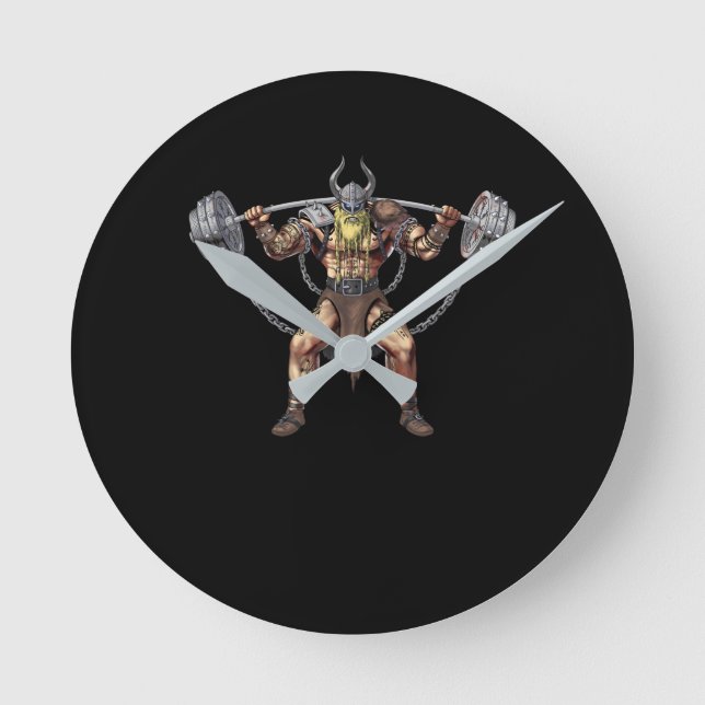 Viking Warrior Fitness Weight Lyft Rund Klocka (Framsida)