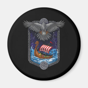 Viking Warrior Frakt Raven Magnet