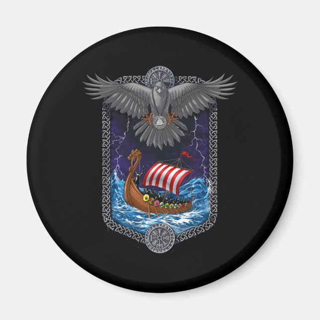 Viking Warrior Frakt Raven Magnet (Framsidan)