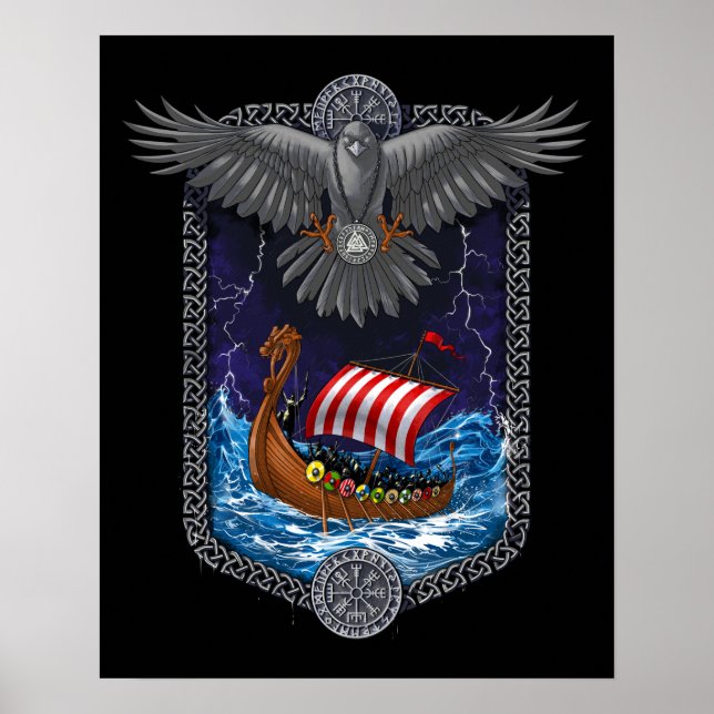 Viking Warrior Frakt Raven Poster (Framsidan)