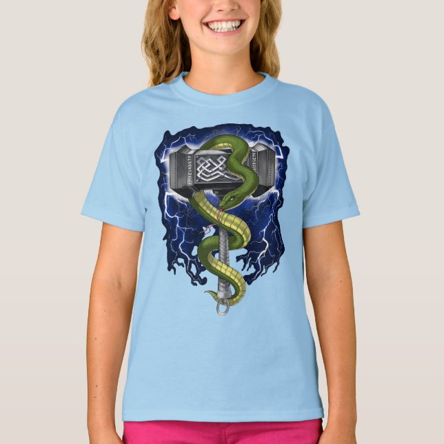 Viking Warrior Hammer T Shirt (Framsida)