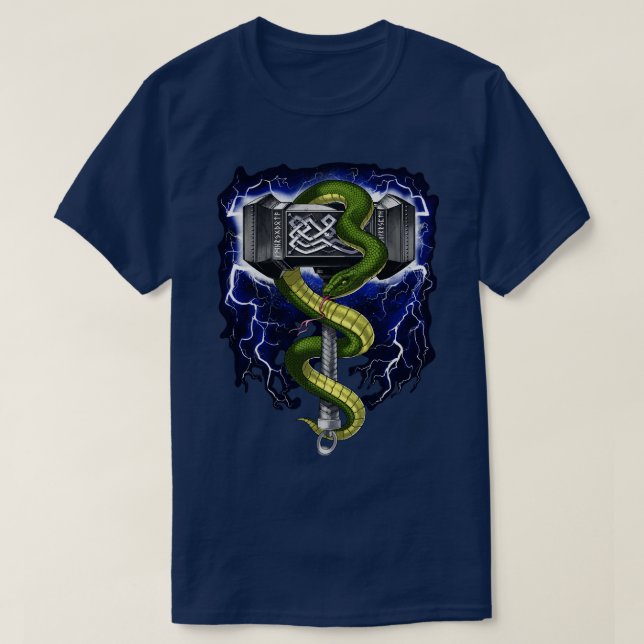 Viking Warrior Hammer T Shirt (Design framsida)